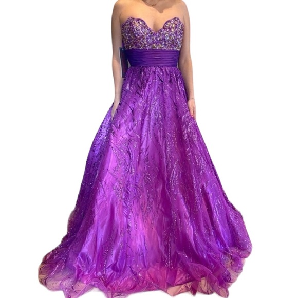 Jovani Strapless Ball Gown Purple - Picture 1 of 7